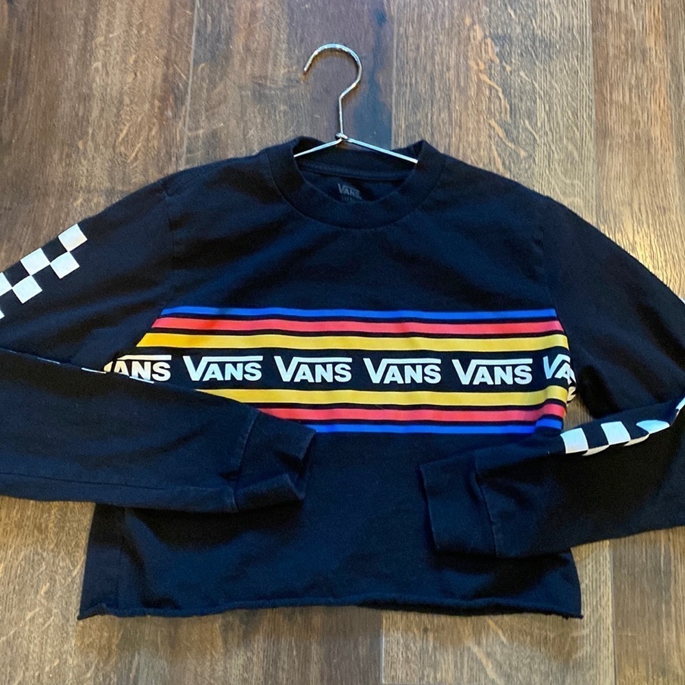 Vans crop top striped checkered size small